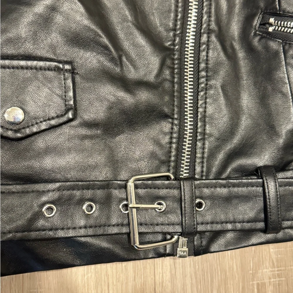 Faux Leather Moto Biker Jacket - Picture 6 of 6